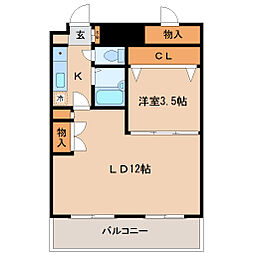 ベルシティ新寺 4階1LDKの間取り