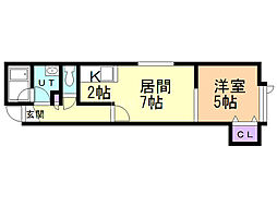 フロルドゥコルザ2 1LDKの間取図画像