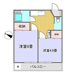 東和コーポ 2階2Kの間取り