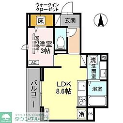 D-Sereno富士見町 1階1LDKの間取り