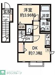 ベルサイズフラット鶴瀬 2階1DKの間取り