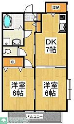 グランメール 2階2DKの間取り