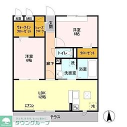 プレミアムベース　I 2階2LDKの間取り