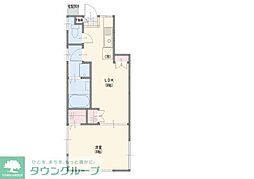 タウン加藤 1階1LDKの間取り