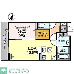 プランドール（富士見） 1階1LDKの間取り