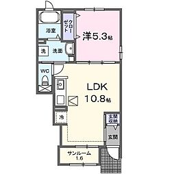 Ａ・ＷアヴェニューIV 1階1LDKの間取り