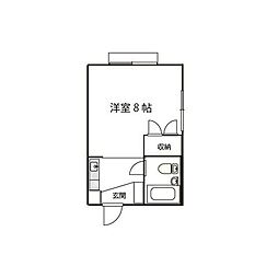ホワイトハウス 2階1Kの間取り