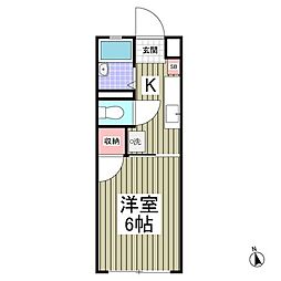 プランドール和光A棟 1階1Kの間取り