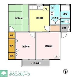 リヴェールコートC 2階3DKの間取り