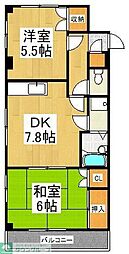 ソレーヌ 2階2DKの間取り