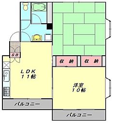 東武東上線 ふじみ野駅 徒歩20分の賃貸マンション 3階2LDKの間取り
