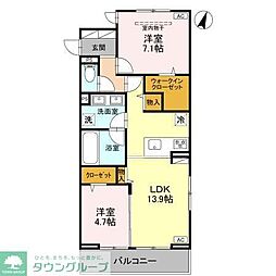 新座市栗原5丁目アパート 2LDKの間取図画像