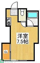 ワカナコーポ ワンルームの間取図画像