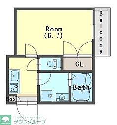 Z-MAISON上福岡 1Kの間取図画像