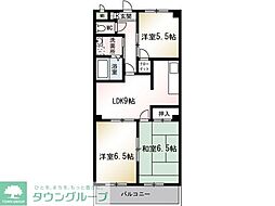 タイワード朝志 3LDKの間取図画像