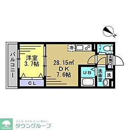 ふじみ野市南台2丁目アパート 1DKの間取図画像