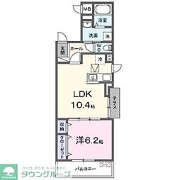 ジーニアス・ラソ 1LDKの間取図画像