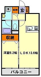 甲斐ヴィレッジ 1LDKの間取図画像
