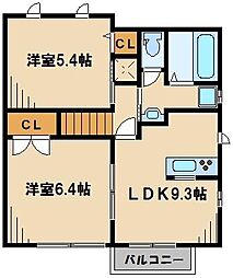 ディアコートふじみ野C 2LDKの間取図画像