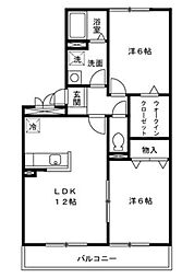 フェニックス小仙波B 2LDKの間取図画像