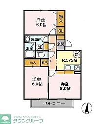 コートエスペランサA棟 3Kの間取図画像