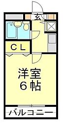 ラカータ川越 1Kの間取図画像
