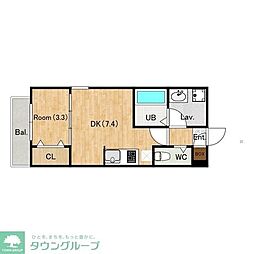 所沢市大字下安松アパート 1DKの間取図画像