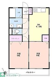 ファヴール志木 2DKの間取図画像