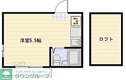 ジュネスハイツC ワンルームの間取図画像