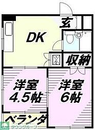 アビタシオン元町 2Kの間取図画像