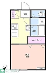 コーポ茂手木 1Kの間取図画像
