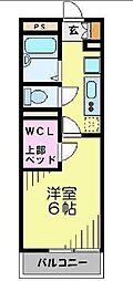レオパレスカプリコーン21 1Kの間取図画像