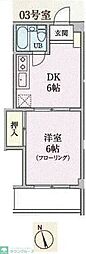 サンライズハイツA 1DKの間取図画像
