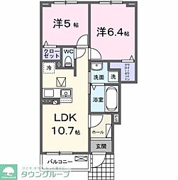 川越市アパート 2LDKの間取図画像
