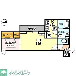 D-Sereno仙波町 1LDKの間取図画像