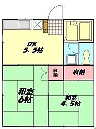 ハラックス2 2DKの間取図画像