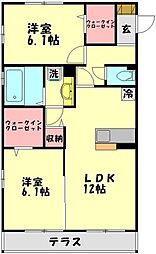 プレミアムベース1 2LDKの間取図画像