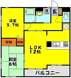 新世ふじみ野マンション 2LDKの間取図画像