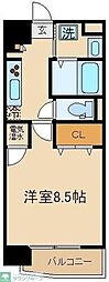 リヴェール 1Kの間取図画像