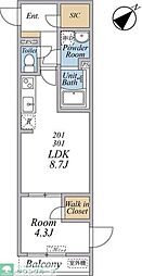 リブリ・グレイス富士見 1LDKの間取図画像