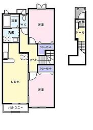 エレガンシアB 2LDKの間取図画像
