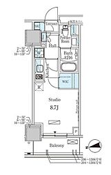 パークアクシス赤塚 ワンルームの間取図画像