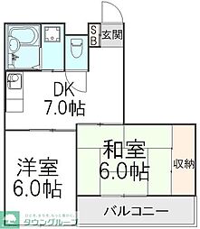 ヴェルデューラ 2DKの間取図画像