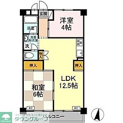 長瀬第1マンション 2LDKの間取図画像