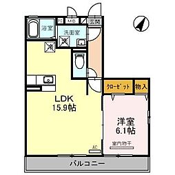 ハピネス 1LDKの間取図画像