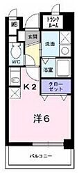 エレガンラルジュ2 1Kの間取図画像