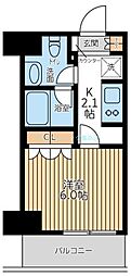 京急本線 戸部駅 徒歩4分の賃貸マンション 5階1Kの間取り