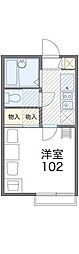 レオパレスリバーエイト 1階1Kの間取り