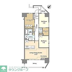 横須賀中央レジデンス 2SLDKの間取図画像