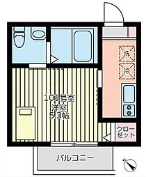 京急本線 戸部駅 徒歩9分の賃貸アパート 1階1Kの間取り